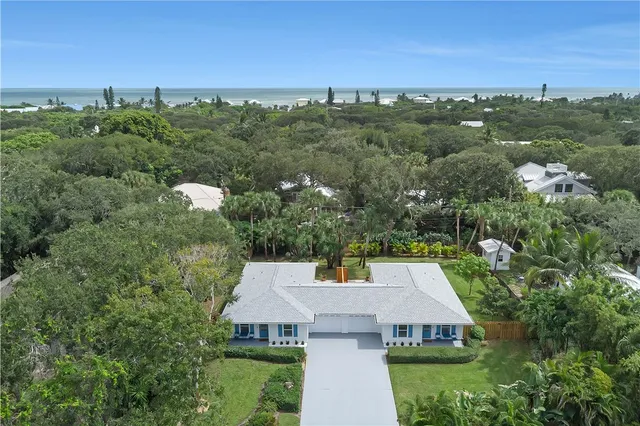 an aerial view of a house