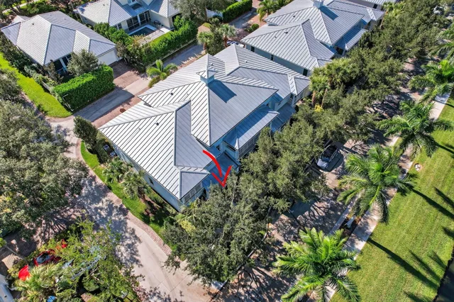 an aerial view of a house