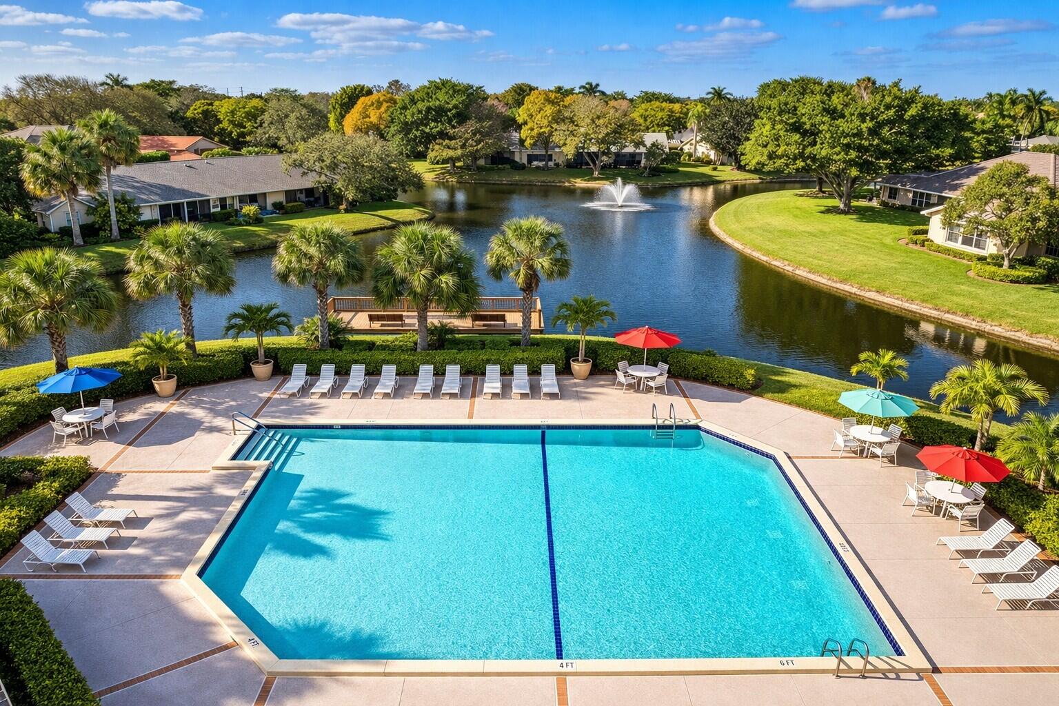 10884 Waterberry Court Boca Raton, FL 33498 - Photo 33 of 39 swimming pool view with a lake view