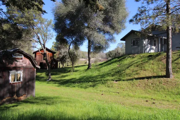 a backyard of a house with lots of green space