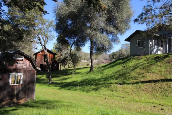 a backyard of a house with lots of green space