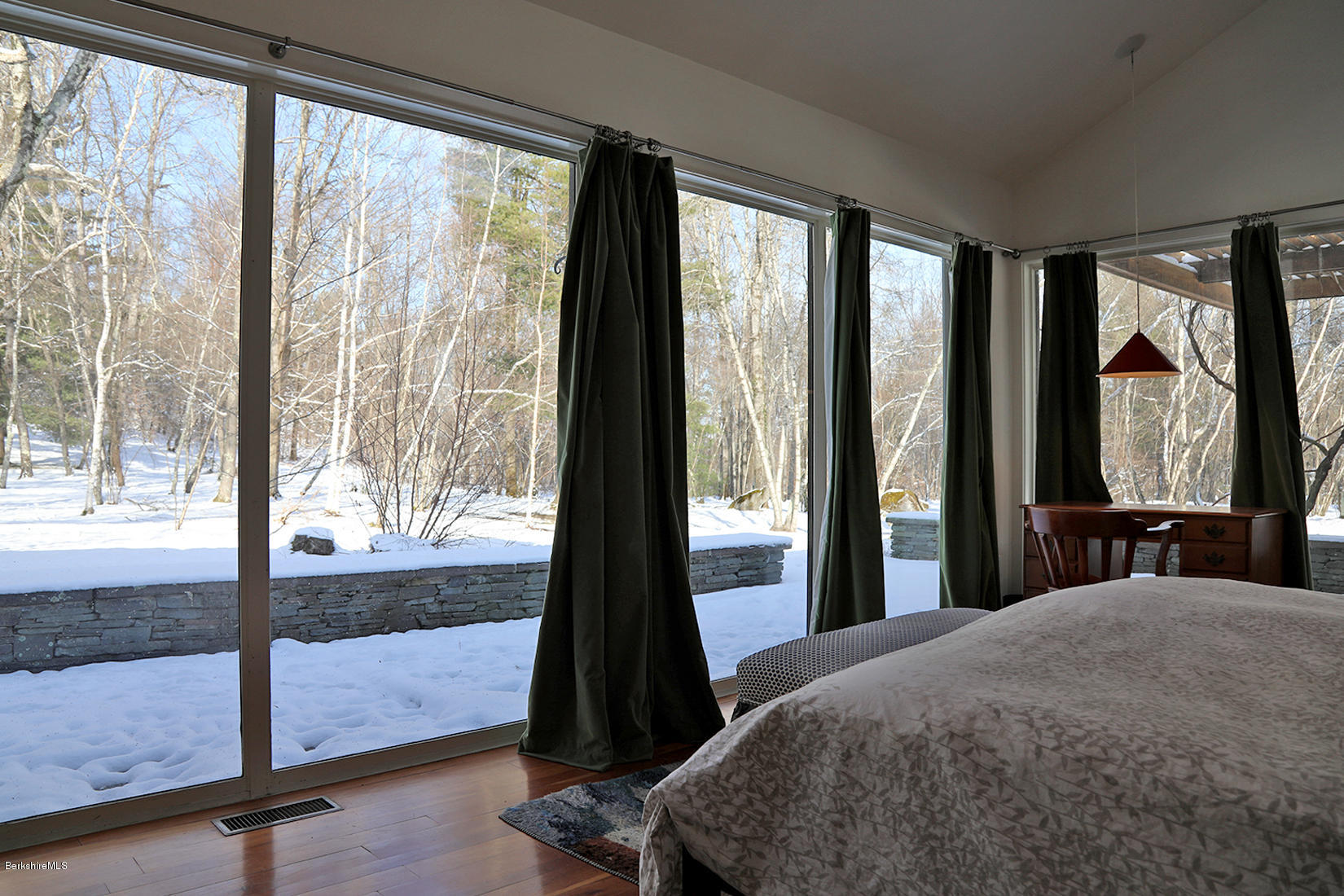 12 Red Rock Road West Stockbridge, MA 01266 - Photo 16 of 31 a bedroom with a bed and glass door