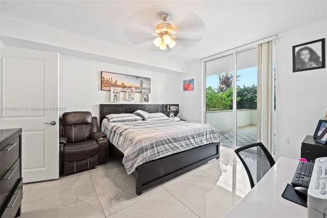 a spacious bedroom with a bed and a chandelier