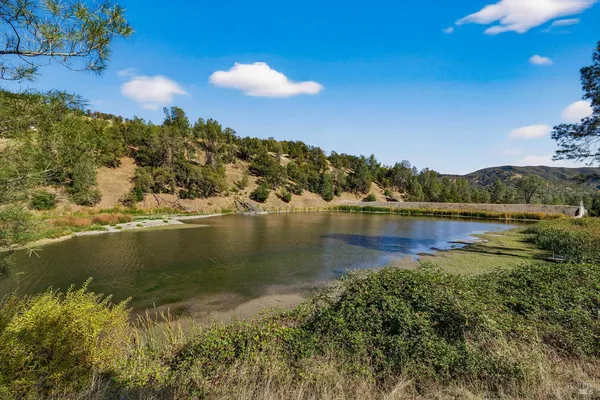 a view of lake with green space