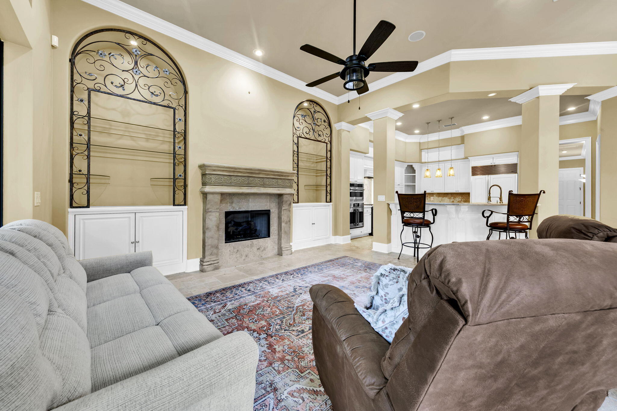 428 Captains Circle Destin, FL 32541 - Photo 28 of 68 a living room with furniture a fireplace and a flat screen tv