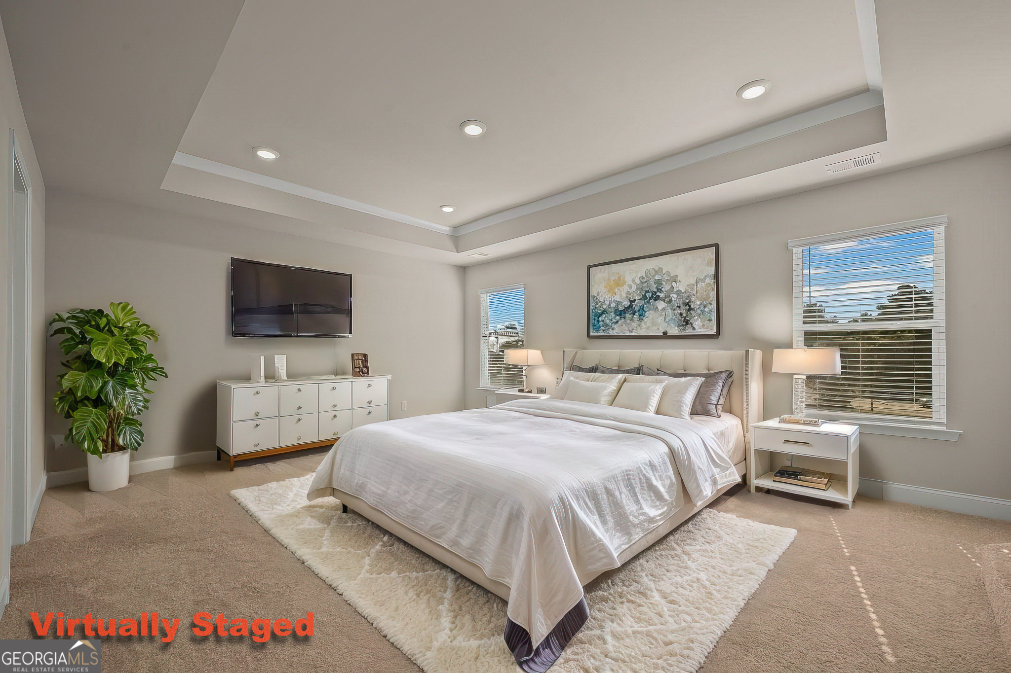 324 Conley Avenue Hampton, GA 30228 - Photo 27 of 59 a bedroom with a large bed and a flat screen tv