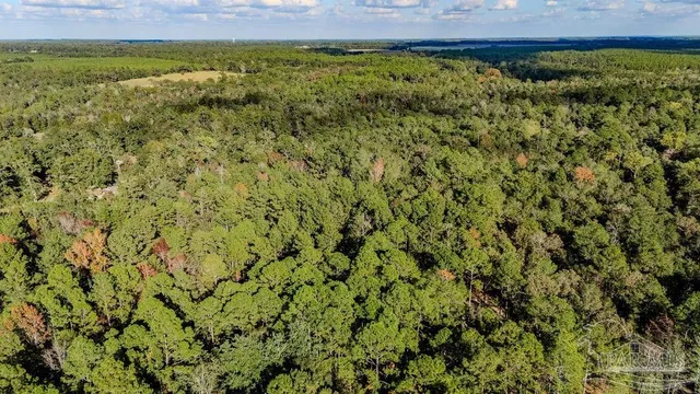 a view of a field with an outdoor space