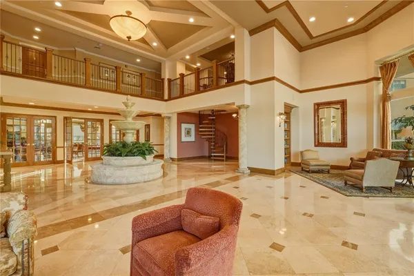 a view of a lobby with furniture