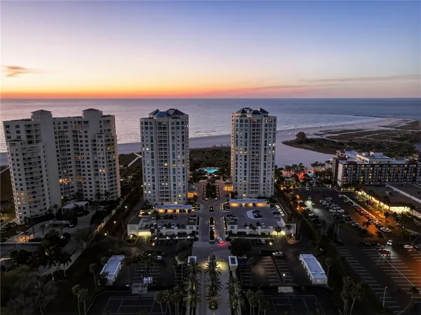 a city view with ocean