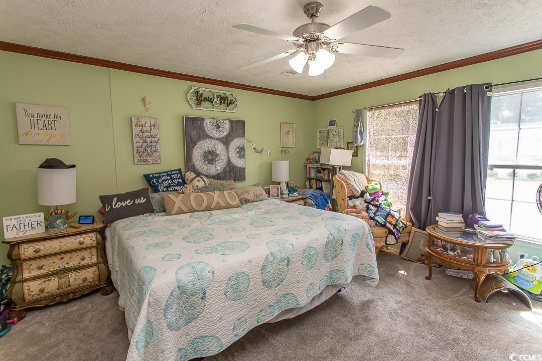 1051 Hunter Way Conway, SC 29526 - Photo 15 of 27 Bedroom with ornamental molding, carpet, ceiling f
