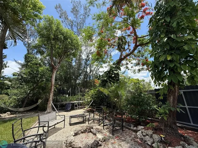 a view of backyard with sitting area and garden