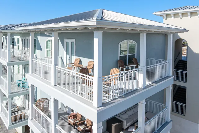 a view of a balcony with city view