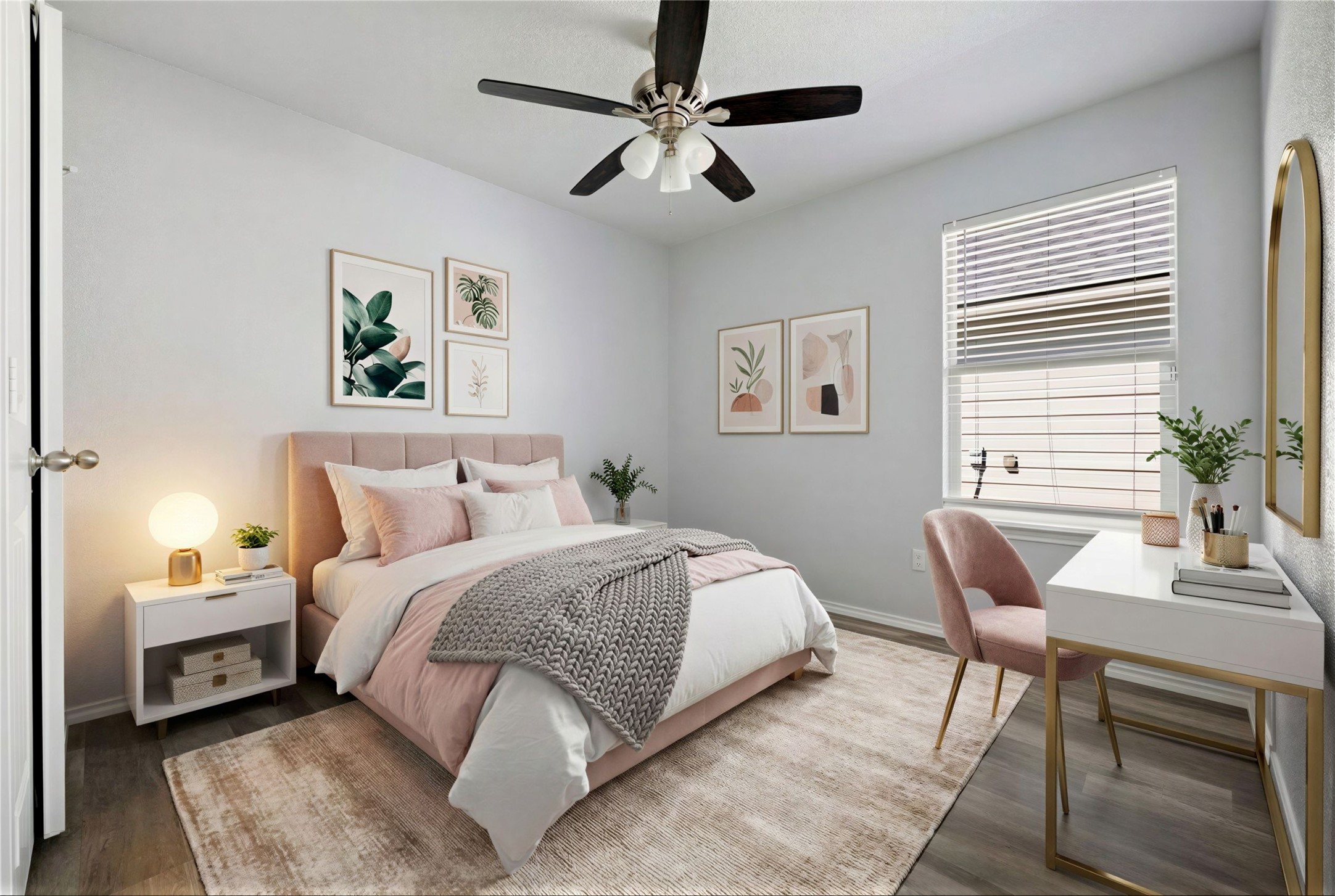 133 Beth Ann Loop Taylor, TX 76574 - Photo 19 of 30 Virtual stage bedroom #3 with ceiling fan and light dark engineering flooring
