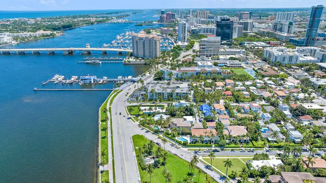 a view of a city with tall buildings