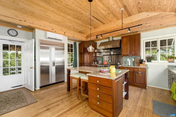 a room with counter top space