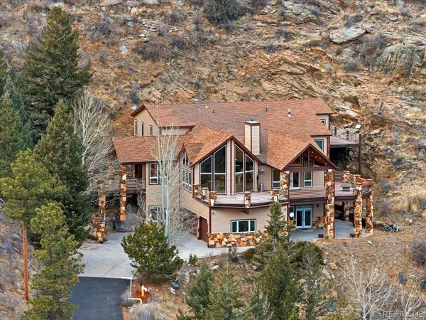 an aerial view of a house