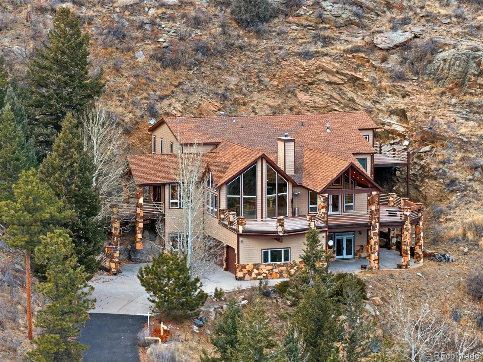 an aerial view of a house