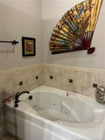 a bathroom with a bathtub