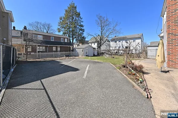 a view of a city from a patio