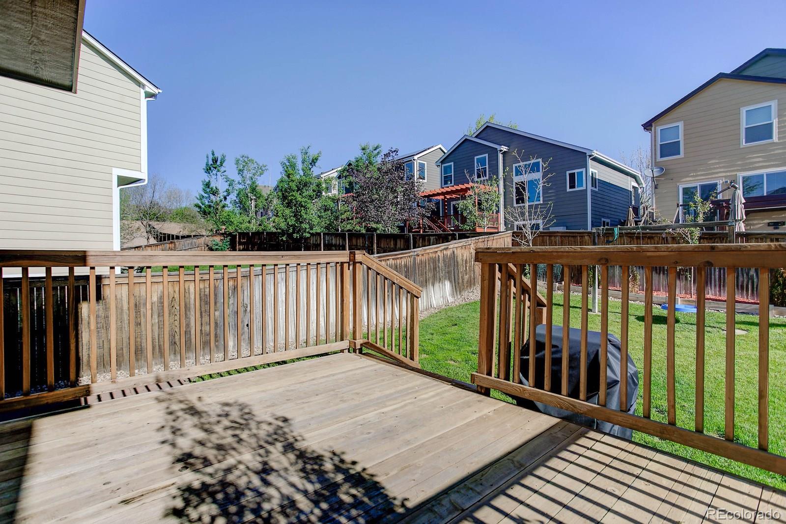 9847 Sydney Lane Highlands Ranch, CO 80130 - Photo 30 of 32 a view of a wooden house and a fence