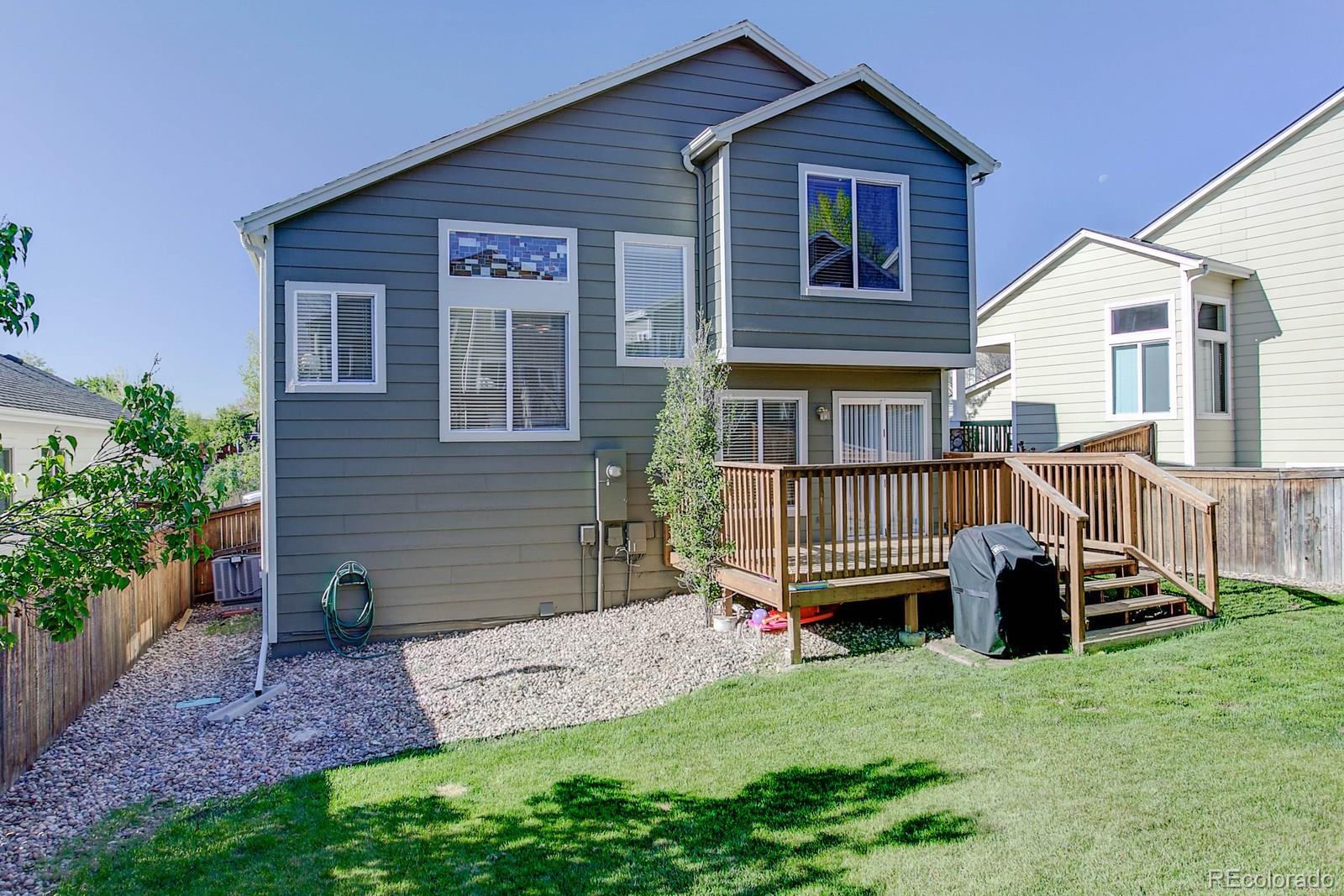 9847 Sydney Lane Highlands Ranch, CO 80130 - Photo 32 of 32 a view of backyard with a garden and deck