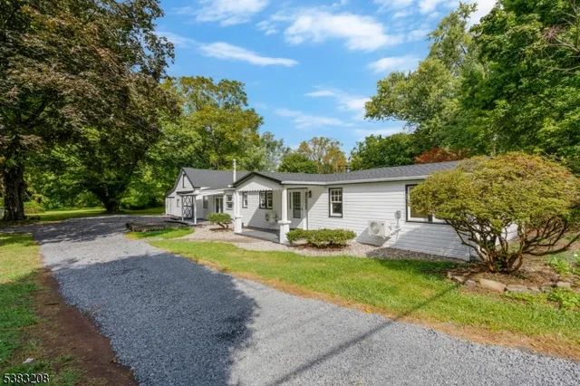 a front view of a house with yard and green space