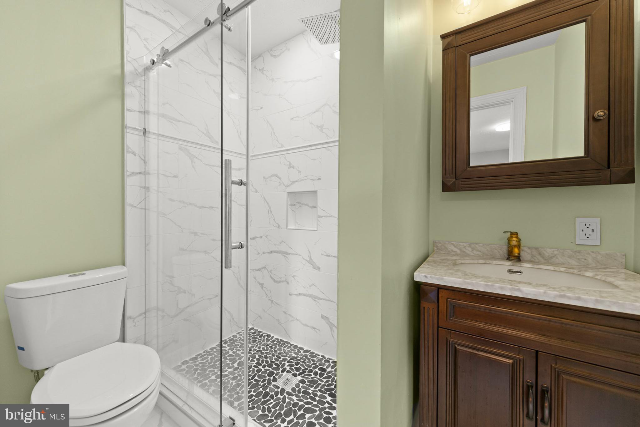 405 Spring Hollow Road Woodstock, VA 22664 - Photo 58 of 98 a bathroom with a toilet sink vanity and mirror