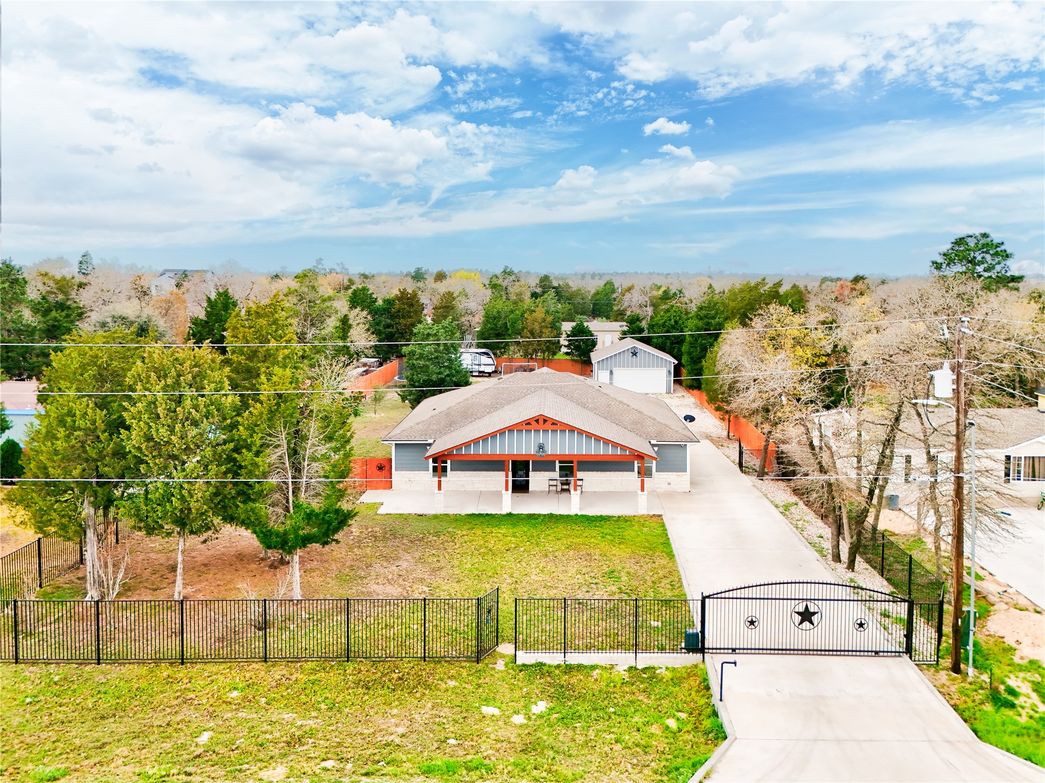 Bird's eye view of a heavily wooded area