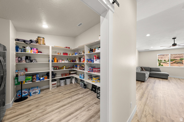 2591 East Washington Dam Road Washington, UT 84780 - Photo 16 of 67 Spacious pantry featuring extensive built-in shelving, wood-finish flooring, and recessed lighting