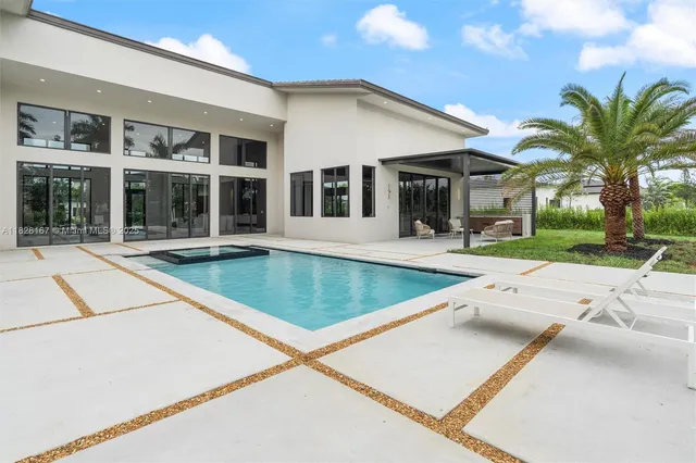 a building outdoor space with seating space