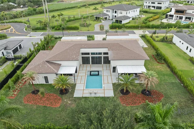 an aerial view of a house