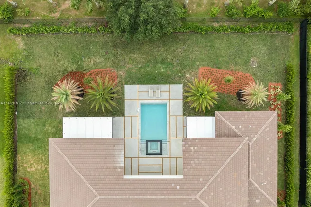 an aerial view of a house