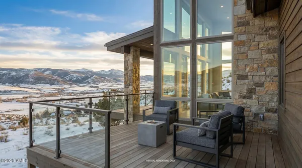 a balcony with furniture