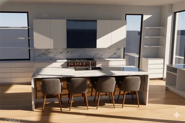 a dinning table and chairs in a kitchen