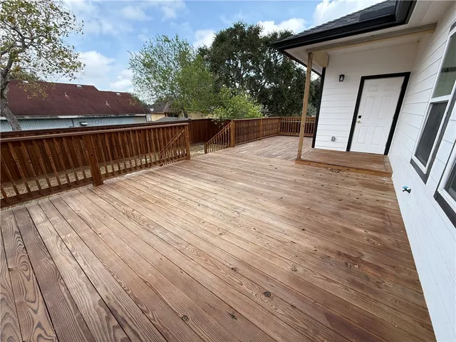 a view of wooden deck