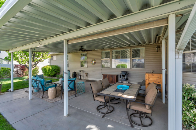 1602 Renaissance Way Springville, UT 84663 - Photo 30 of 42 View of patio with an outdoor living / dining area and ceiling fan