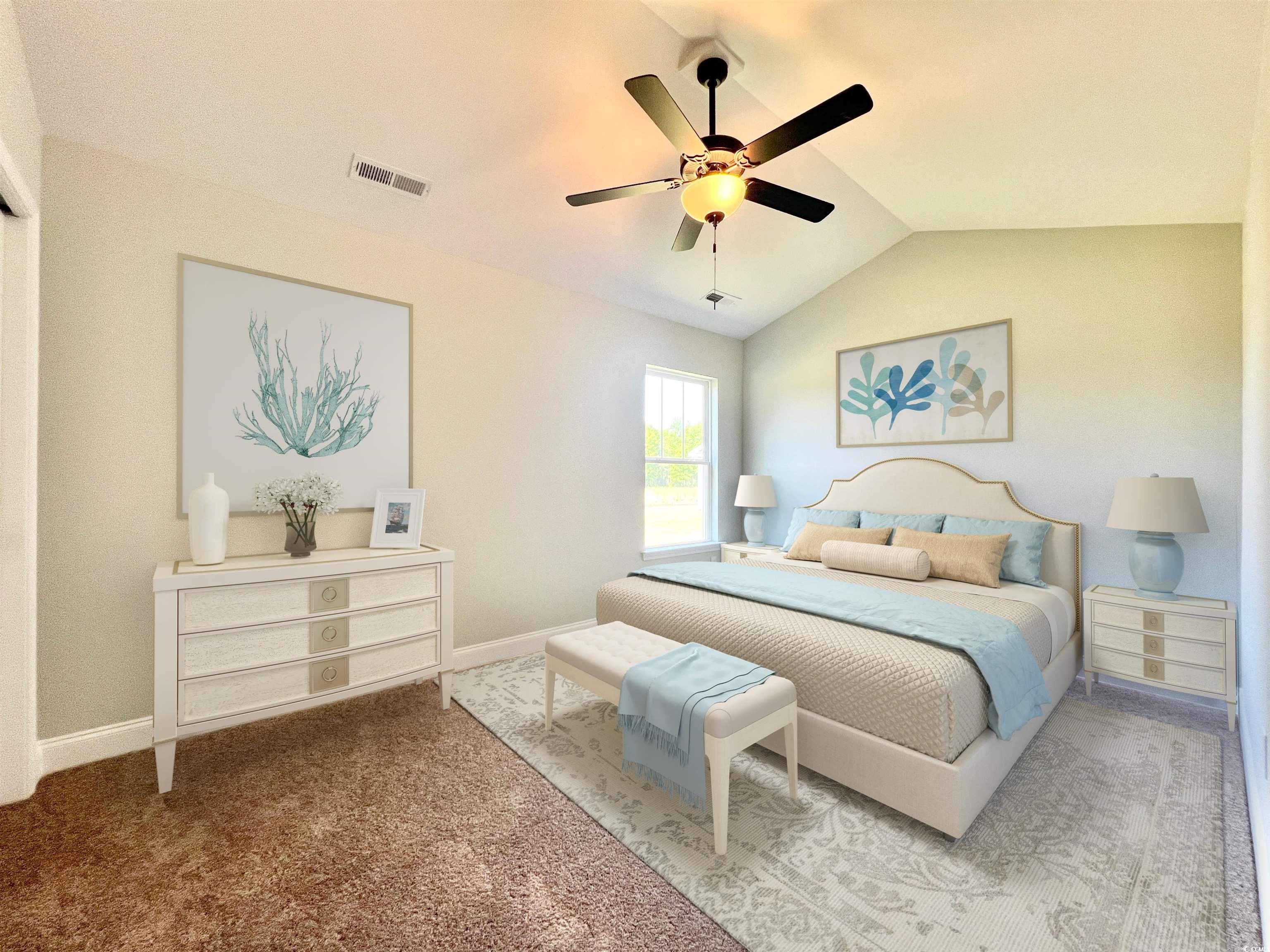 1174 Daisy Road Loris, SC 29569 - Photo 11 of 33 Carpeted bedroom featuring ceiling fan and vaulted