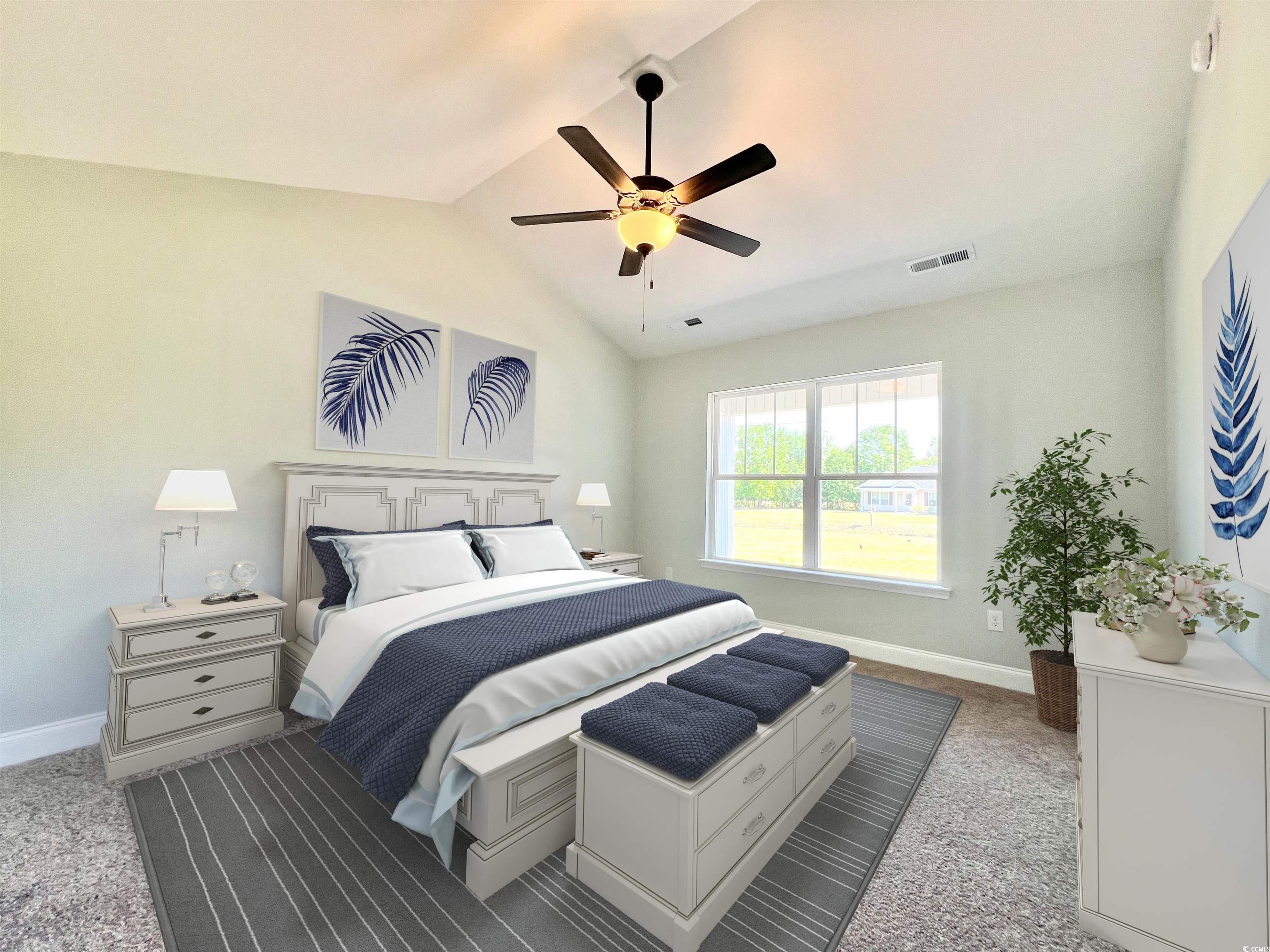 1174 Daisy Road Loris, SC 29569 - Photo 6 of 33 Carpeted bedroom with lofted ceiling and ceiling f