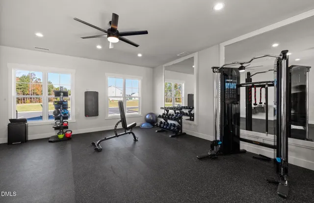 a view of a room with gym equipment