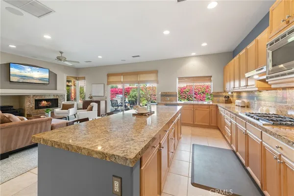 a large kitchen with lots of counter space