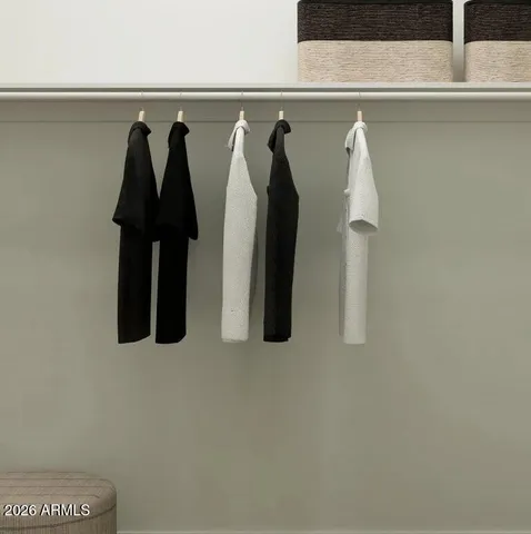 a close up view of walk in closet