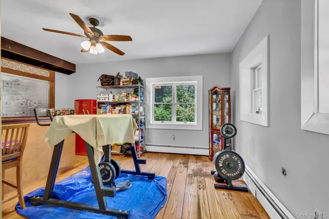 a view of a room with gym equipment