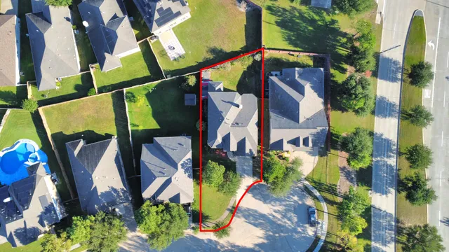 an aerial view of a house