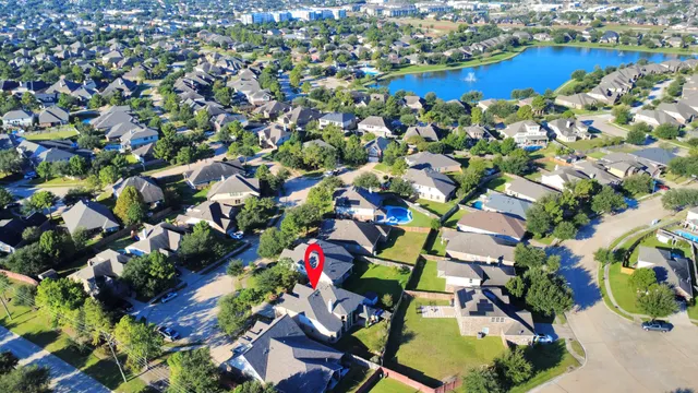 an aerial view of a house