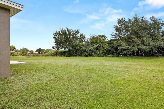 a view of a lake with a yard