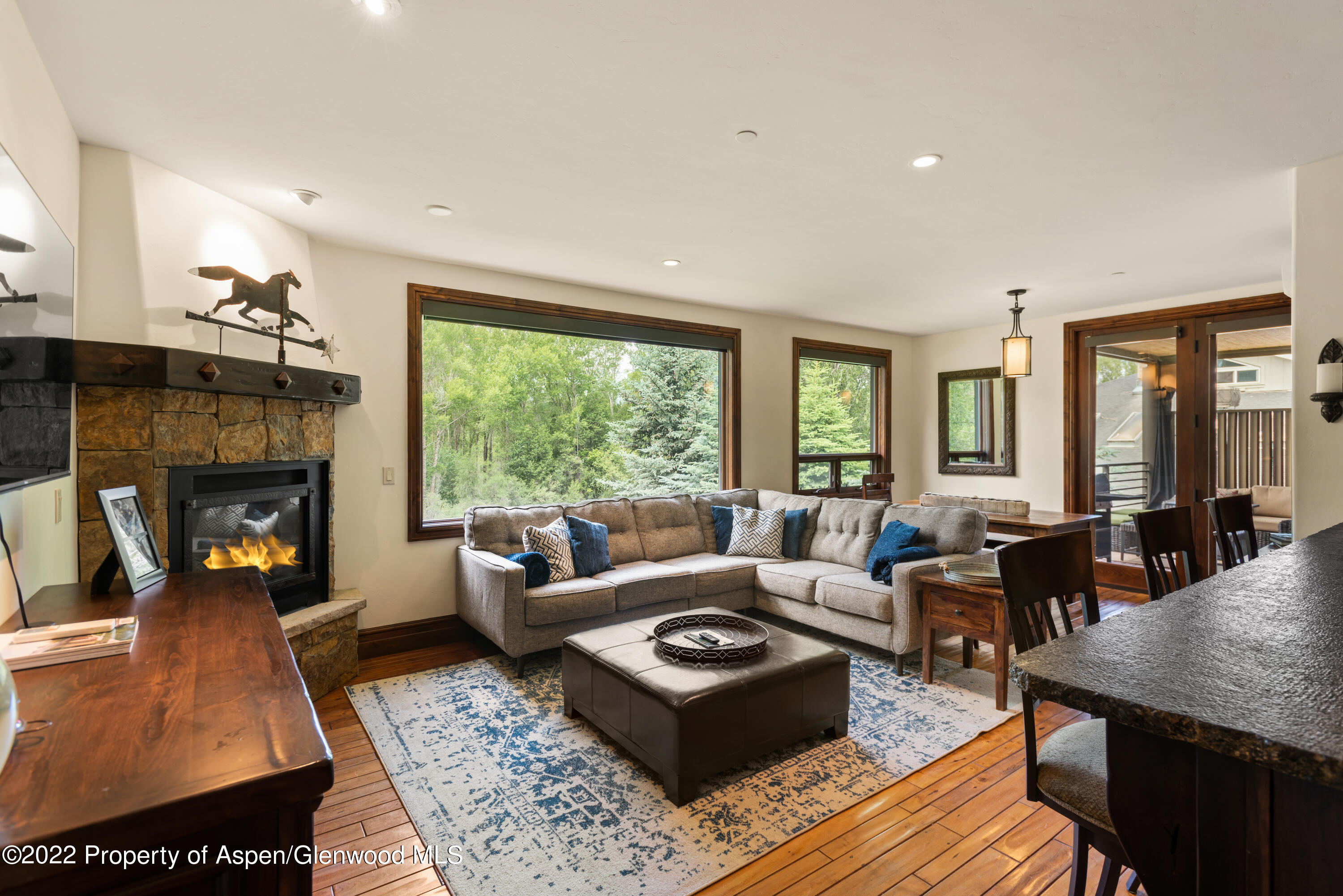 23272 2 Rivers Road, Unit 201 Basalt, CO 81621 - Photo 11 of 25 a living room with furniture and a fireplace