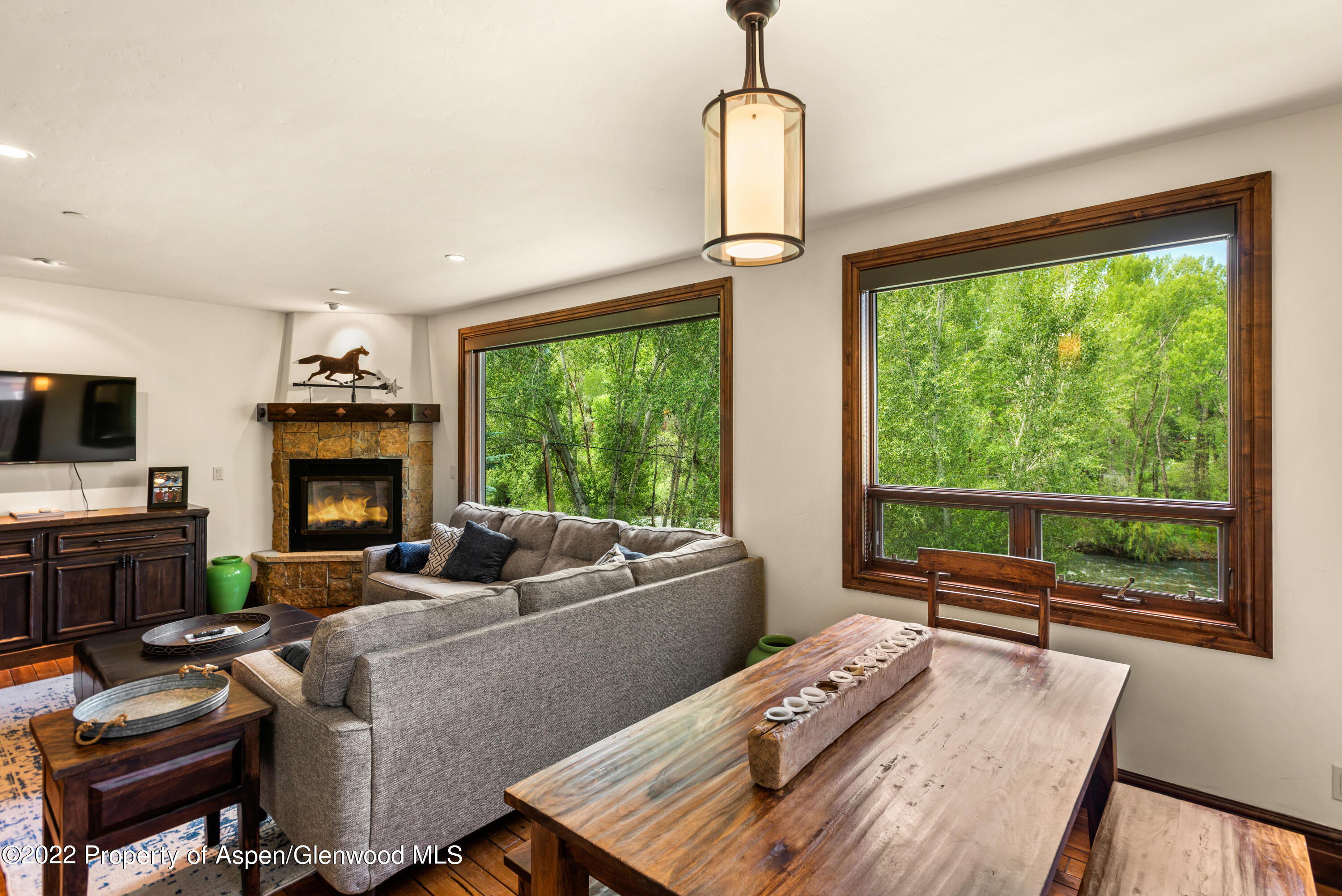 23272 2 Rivers Road, Unit 201 Basalt, CO 81621 - Photo 12 of 25 a living room with furniture and a fireplace