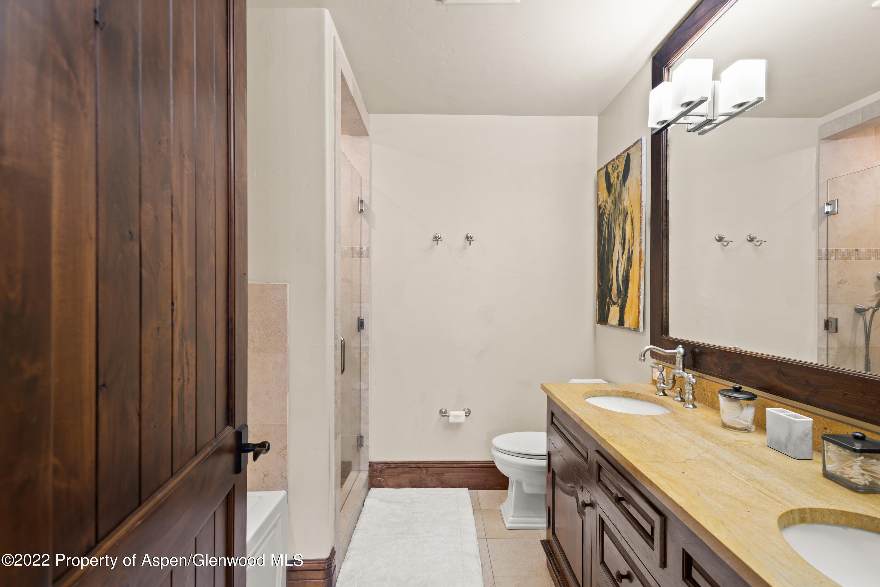 23272 2 Rivers Road, Unit 201 Basalt, CO 81621 - Photo 17 of 25 a bathroom with a sink a toilet a mirror and shower