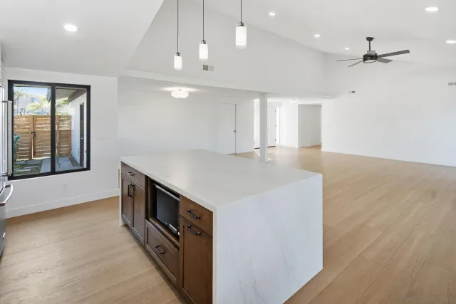 a view of a livingroom with a large window