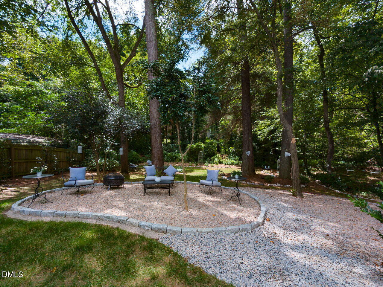5309 Alpine Drive Raleigh, NC 27609 - Photo 57 of 67 a view of a park with sitting area and hanging chair